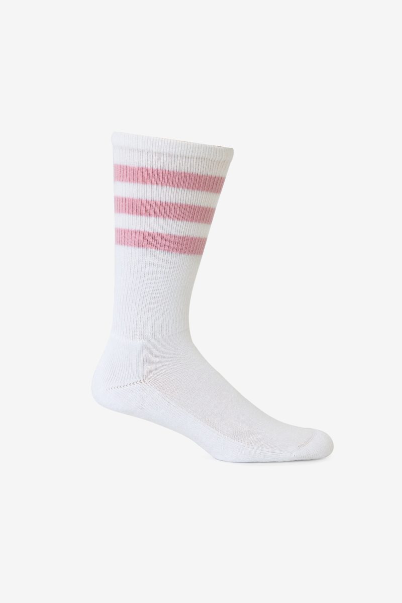 CALFSOCK White PinkStripe MALE