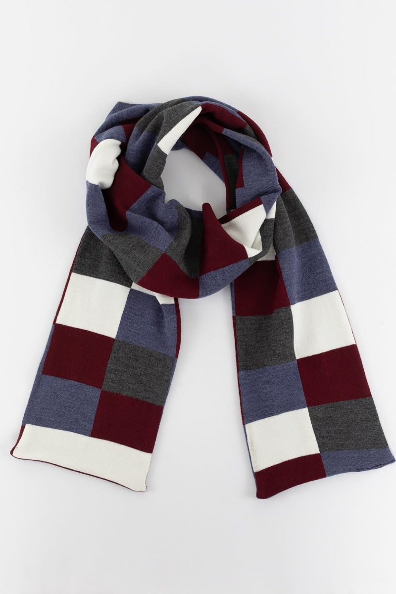 JQScarf09 Burgundy HeatherBlue