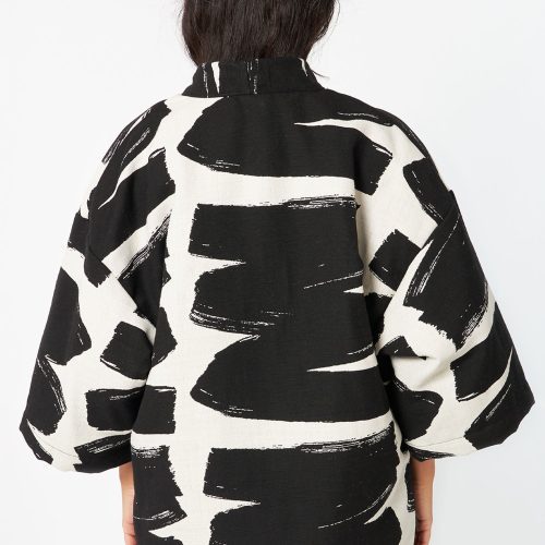 RUPH01 BLACK PAINT KIMONO