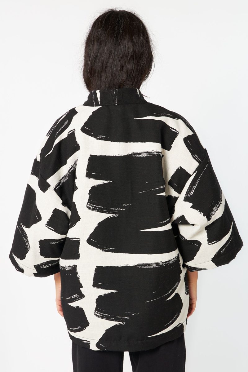 RUPH01 BLACK PAINT KIMONO